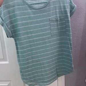A New Day Green Striped Blouse